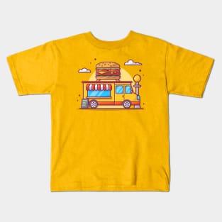 Burger Food Truck Cartoon Kids T-Shirt